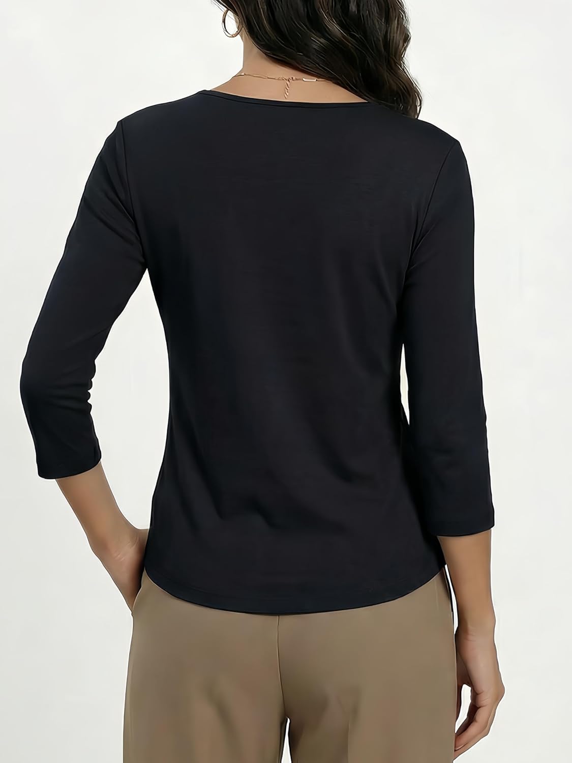 Women's 3/4 Sleeve Scoop Neck T-Shirt Cotton Blend Slim Fit Basic Tee Casual Spring Top 2026 - Image 4