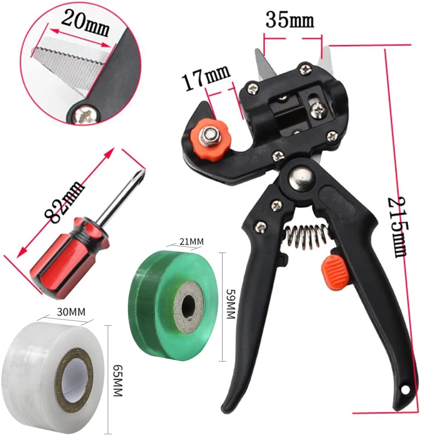 Attrezzi per innesto per alberi da frutto, Attrezzi per potatore da giardino, 2 in 1 Kit di forbici per potatura per innesto da giardino, Forbice per innesto professionale con nastri per innesto