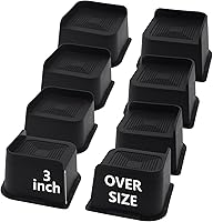 Vista 24 de Paquete de 4 elevadores de cama de 1 pulgada, elevadores de muebles de 2 pulgadas, negros, elevadores de cama resistentes para mesa, sofá, silla