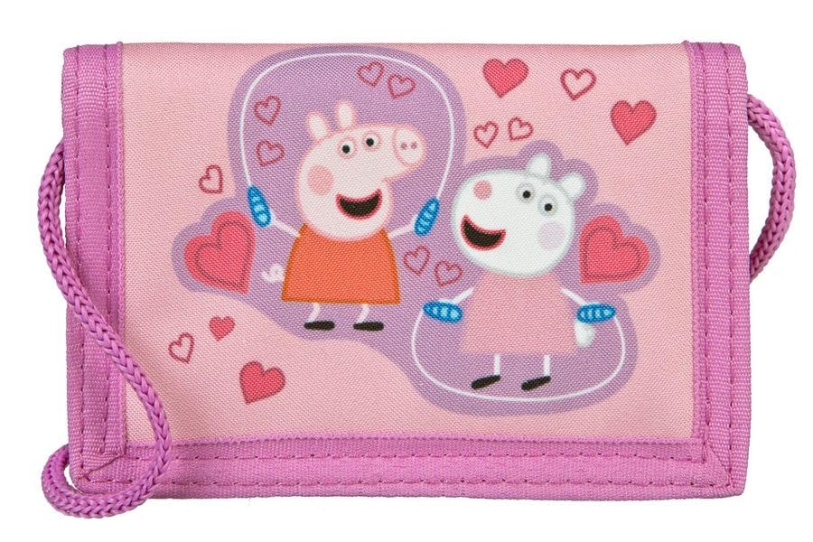 Undercover Pepa Wuz Pig Geldbeutel Brustbeutel Jungen, Mädchen │Kinder Geldbörse mit Kordelband, Klettverschluss, 9x13cm