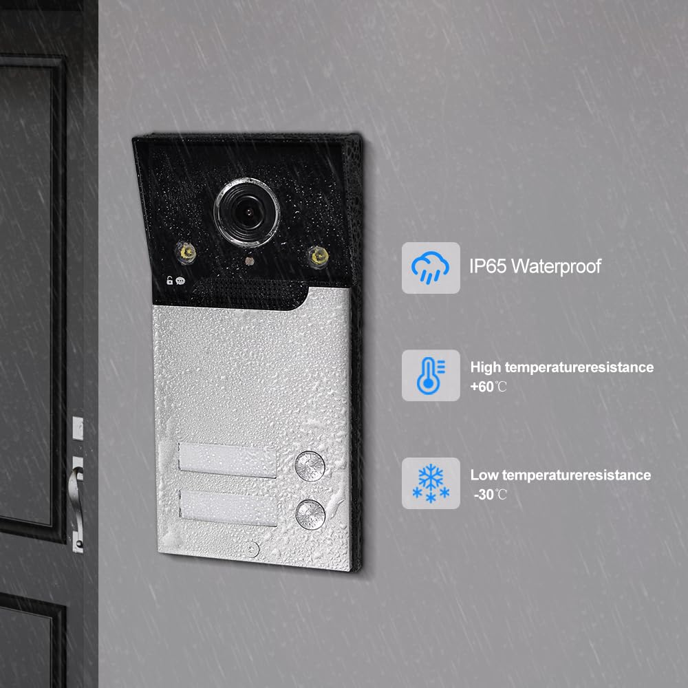 WiFi Video Sistema Citofono 1080P HD Campanello Telecamera IR Visione Notturna con 2 Monitors a 7 Pollici per 2 Case/Appartamenti, Audio a 2 Vie, Registrazione, APP Tuya Smart