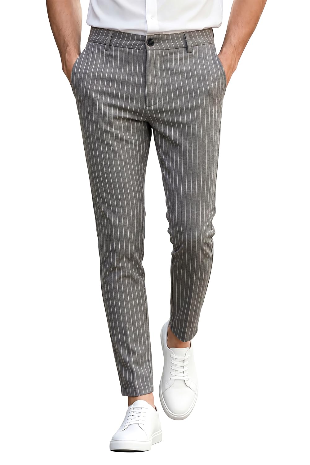 GINGTTO Mens Dress Pants Slim Fit Stretch Pinstripe Casual