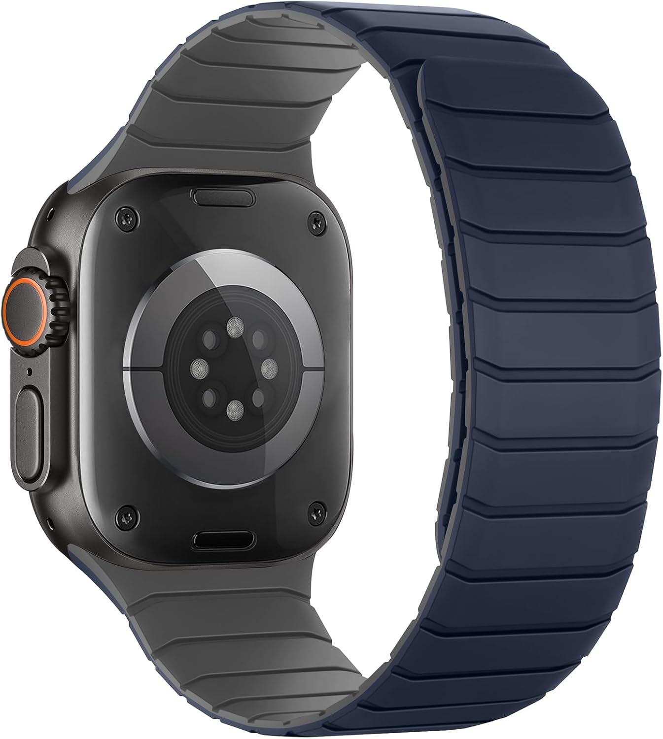 Magnetic Silicone Bands Compatible with Apple Watch 49mm 46mm 45mm 44mm 42mm, Sport Wristband for Men Women Compatible with iWatch Ultra3 2 1 SE Series 11 10 9 8 7 6 5 4 3, Dark Blue-Grey - Image 2