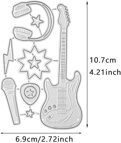 Miniatura 3 de Troqueles de guitarra para hacer tarjetas, troqueles de corte de metal, troqueles de papel en relieve para álbumes de recortes, suministros de