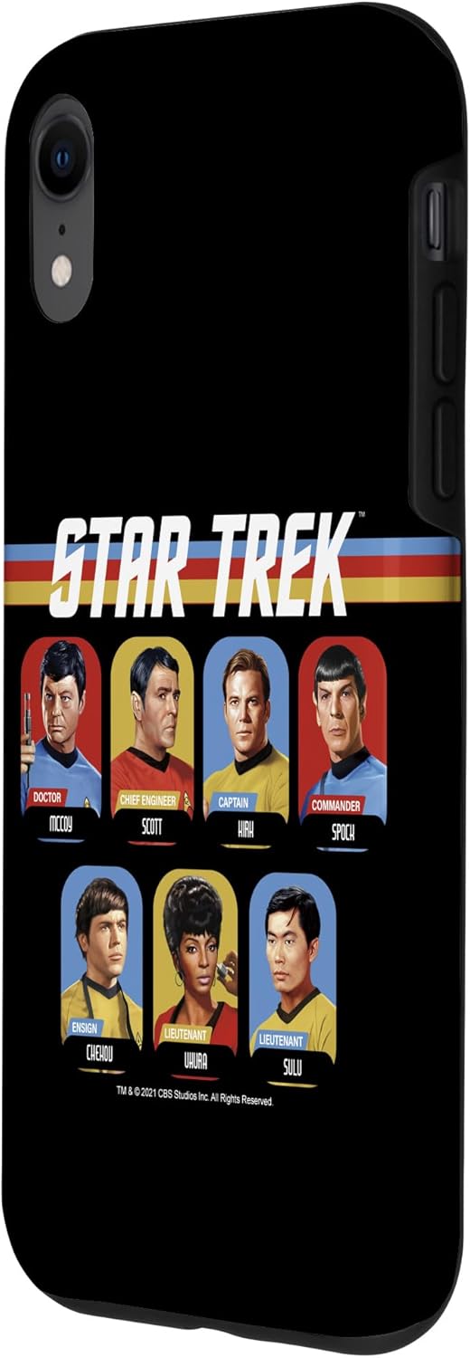 iPhone XR Star Trek Group Shot Boxed Portrait Retro Stripes Case