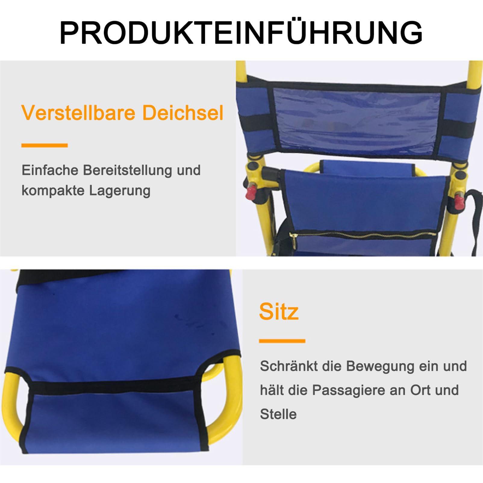 Portable Folding Stair Chair, Manual Lift Stair Chair Ambulance Firefighter Evacuation Light Lift Stair Chair - Lifts Up to 350 lbs for Disabled Transfer mit Quick Release Buckles