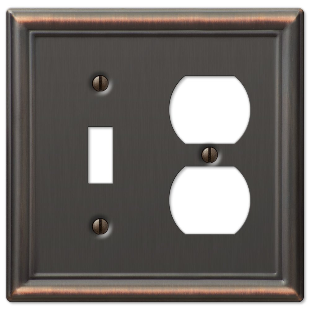 Amerelle 149TDDB Chelsea Wallplate, 1 Toggle / 1 Duplex, Steel, Aged Bronze, 1-Pack