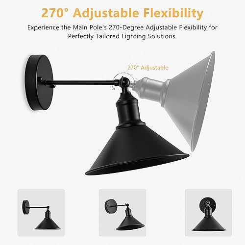 Miniatura 6 de Juego de 2 apliques de pared inalámbricos vintage negros a pilas, luces LED inalámbricas con control remoto, para dormitorio, granja, galería, fácil