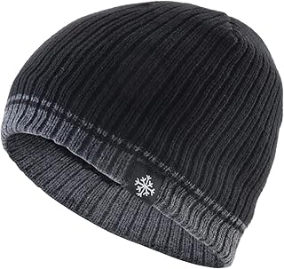 WTfbeusd Men's hats Winter knitted hat men's skull hat with snow logo knitted thick hat hat outdoor men's warm ski hat (Colour Name : 1, Size Name : One size)