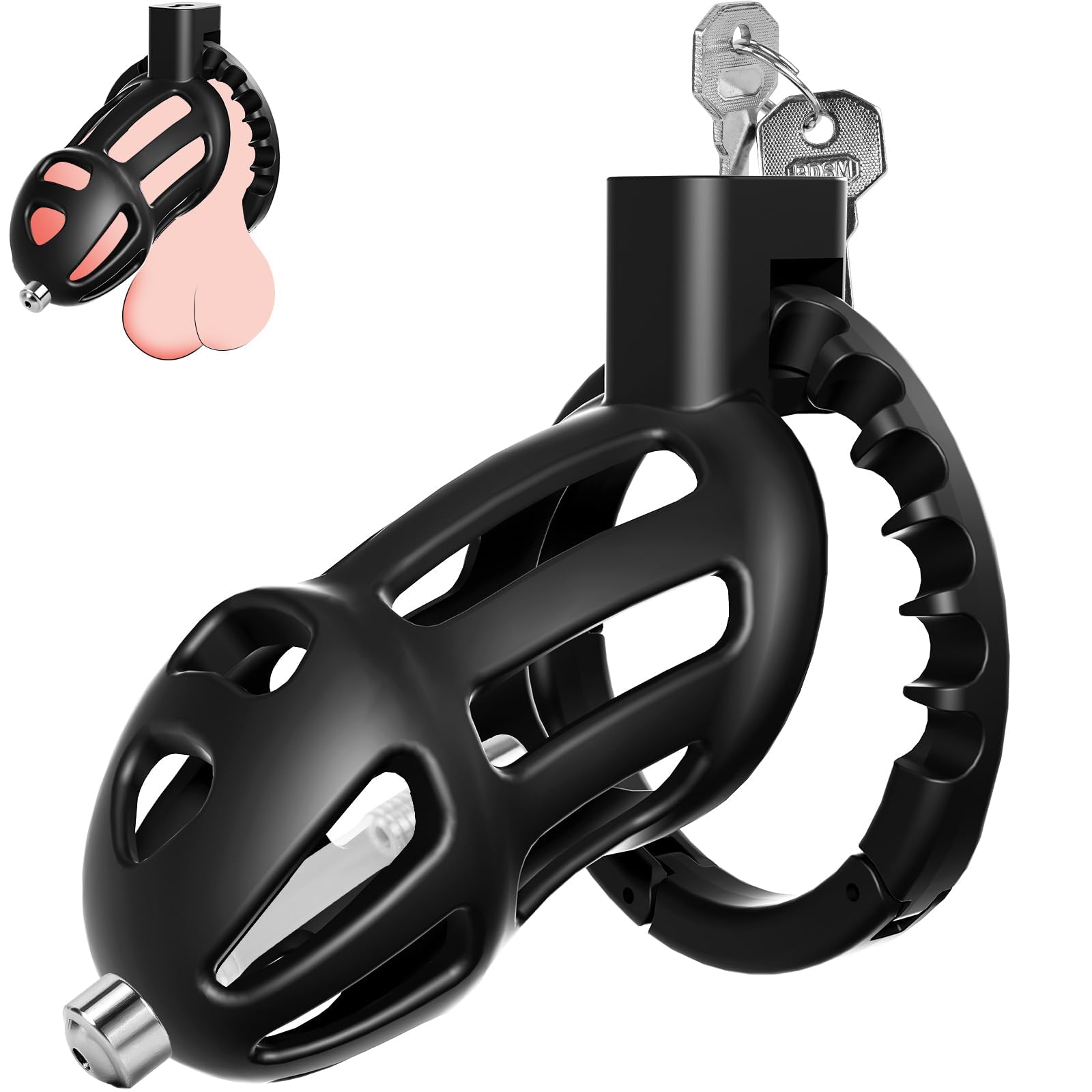 Chastity Cage Männer Sex Spielzeug für die Männer, Peniskäfig Keuschheitskäfig Herren, SM Fetisch Extrem Penis Bondage mit 8-fach verstellbarem Penisring weichem Harnröhrenkatheter, BDSM-Bondage