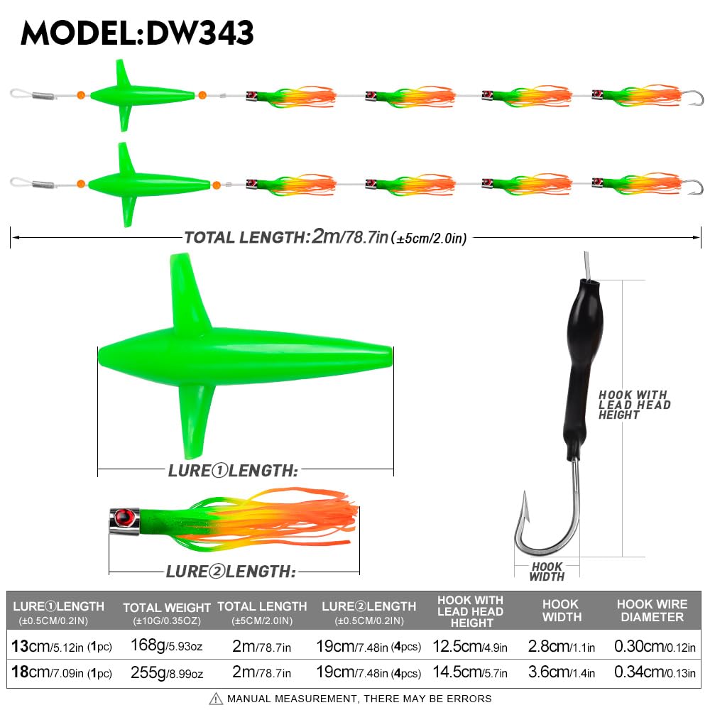 Daisy Chain Schleppköder – Vogel-Teaser, Großspiel, Salzwasser, Offshore, Thunfisch, Mahi, Wahoo, voll ausgerüstete Birne, Tintenfisch, Angelköder mit Netztasche