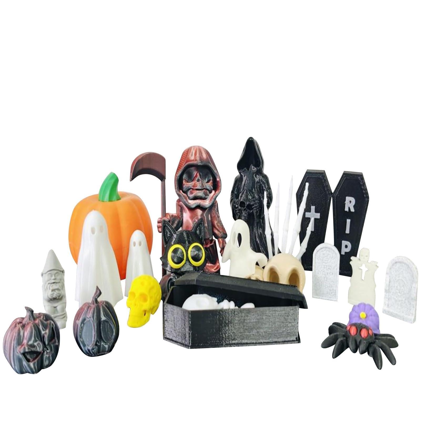 Jazuaiao Permanent Substance Eerie Statue Set with Easy Assembly Guide for Oriented Home Display Halloween Statues Modular Halloween Decor Family Activity Easy Assembly Sculptures