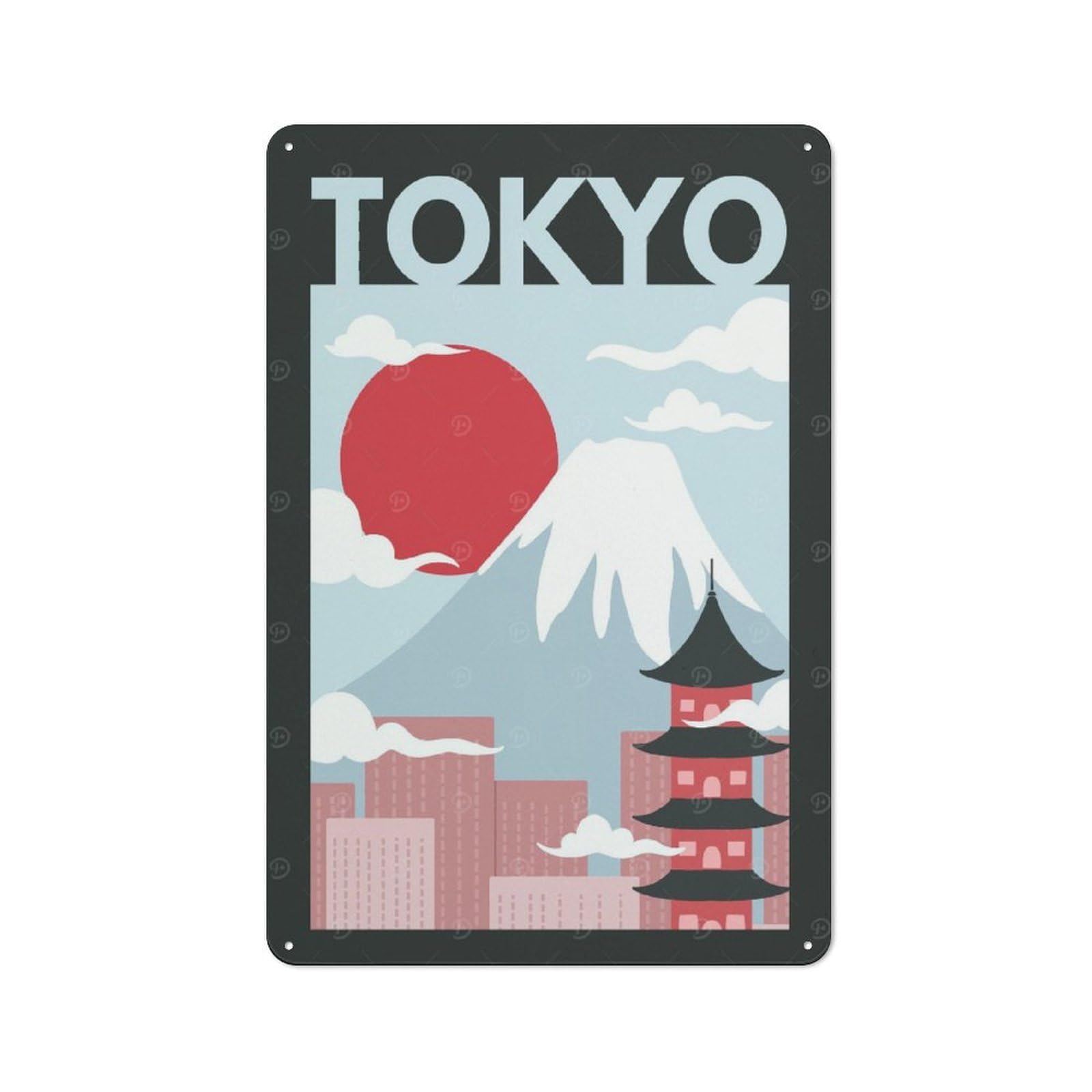 Visiting Tokyo Skyline Vintage-inspired Tin Sign 30x20cm for Garage Or Workshop, for Vintage Wall Decor Fans, for Metal Sign Collectors