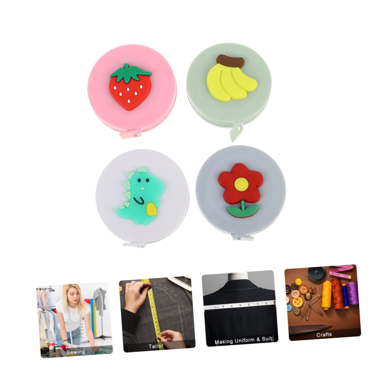 Holibanna 4Pcs Cartoon Mini Measure Tape Retractable Measuring Tape for Home Shop and Tailoring Lightweight Durable Adorable Design for Easy Portability