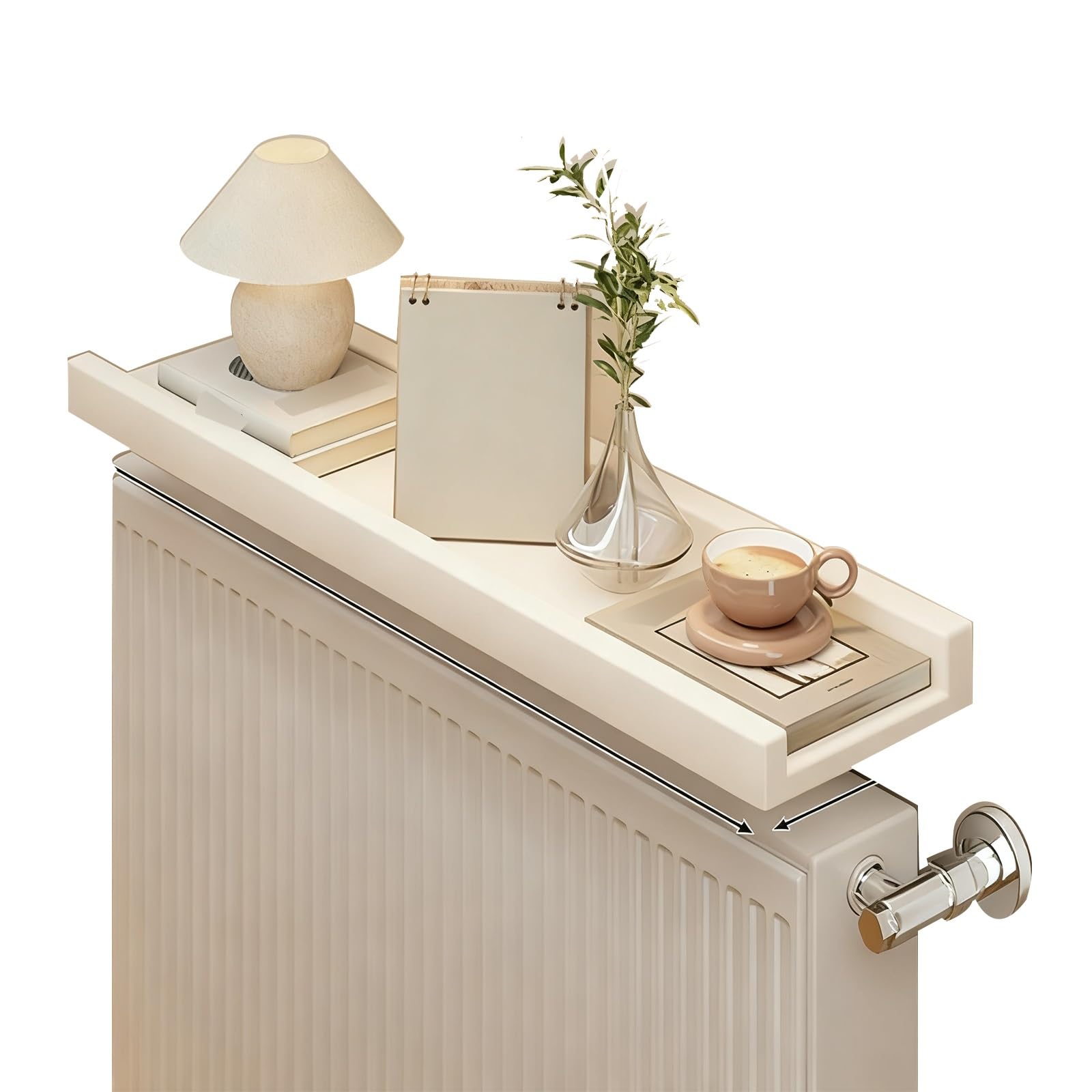 Etagere Radiateur, Cache Radiateurs, Matériau en Bois Massif, Durable et Pas Facile à Déformer, Adapté au Salon et à la Chambre à Coucher(White,120x12cm/47x4.7in)