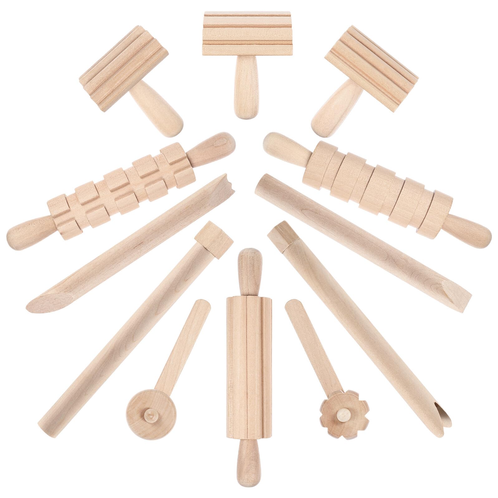 Ipetboom Ensemble D'outils en Bois pour Pâte à Modeler, Surface Lisse, Outil Auxiliaire pour Argile, pour Modelage Créatif des Garçon et Filles
