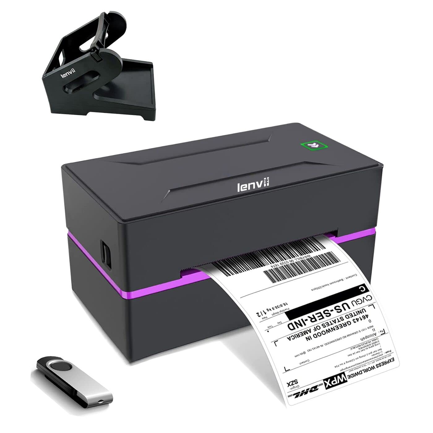LENVII LV-390 Barcode Thermal Shipping Label Printer,4X6 Thermal Label Printer for Small Business & Shipping Packages,Compatible with WIN & MAC,for Amazon, Ebay, Shopify,USPS,DHL(with Label Holder)