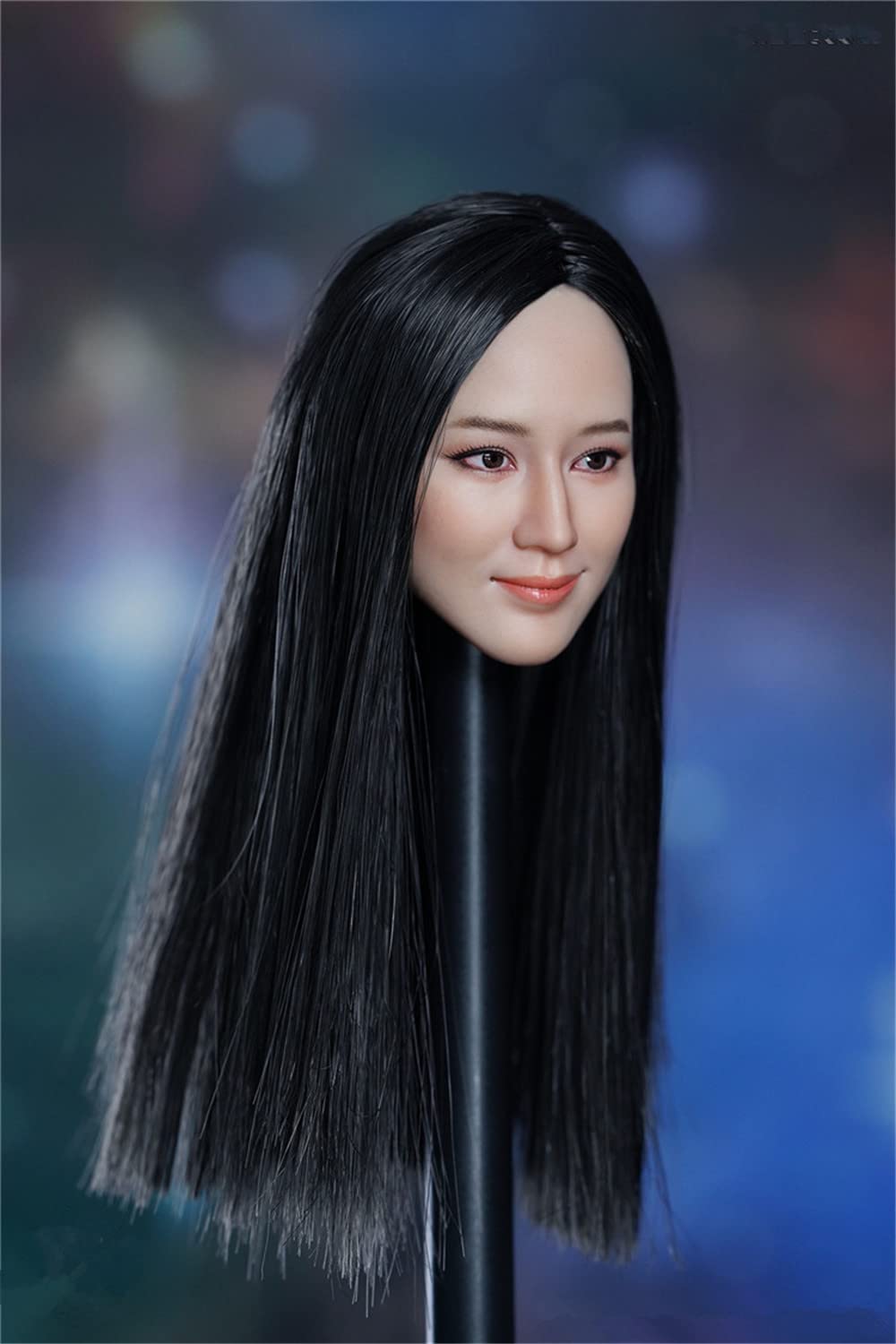 1/6 アジア人女性ヘッドC（Black Long Staight Hair） Amazon.com: 1/6 Scale Female Head Sculpt, Asian Girl Smile