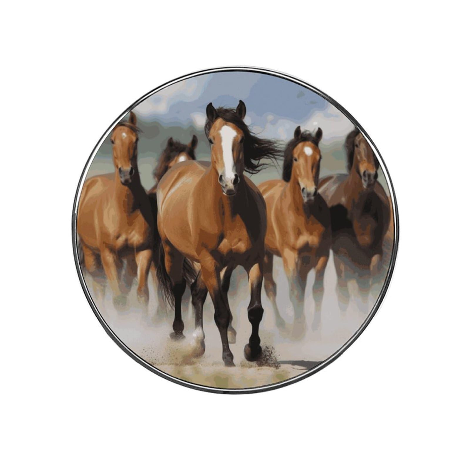 Refrigerator Magnet Horses Printing Fridge Magnet Alloy Material,Fun Personalized Refrigerator Sticker Round Decorative Magnet for Whiteboard Kitchen Locker