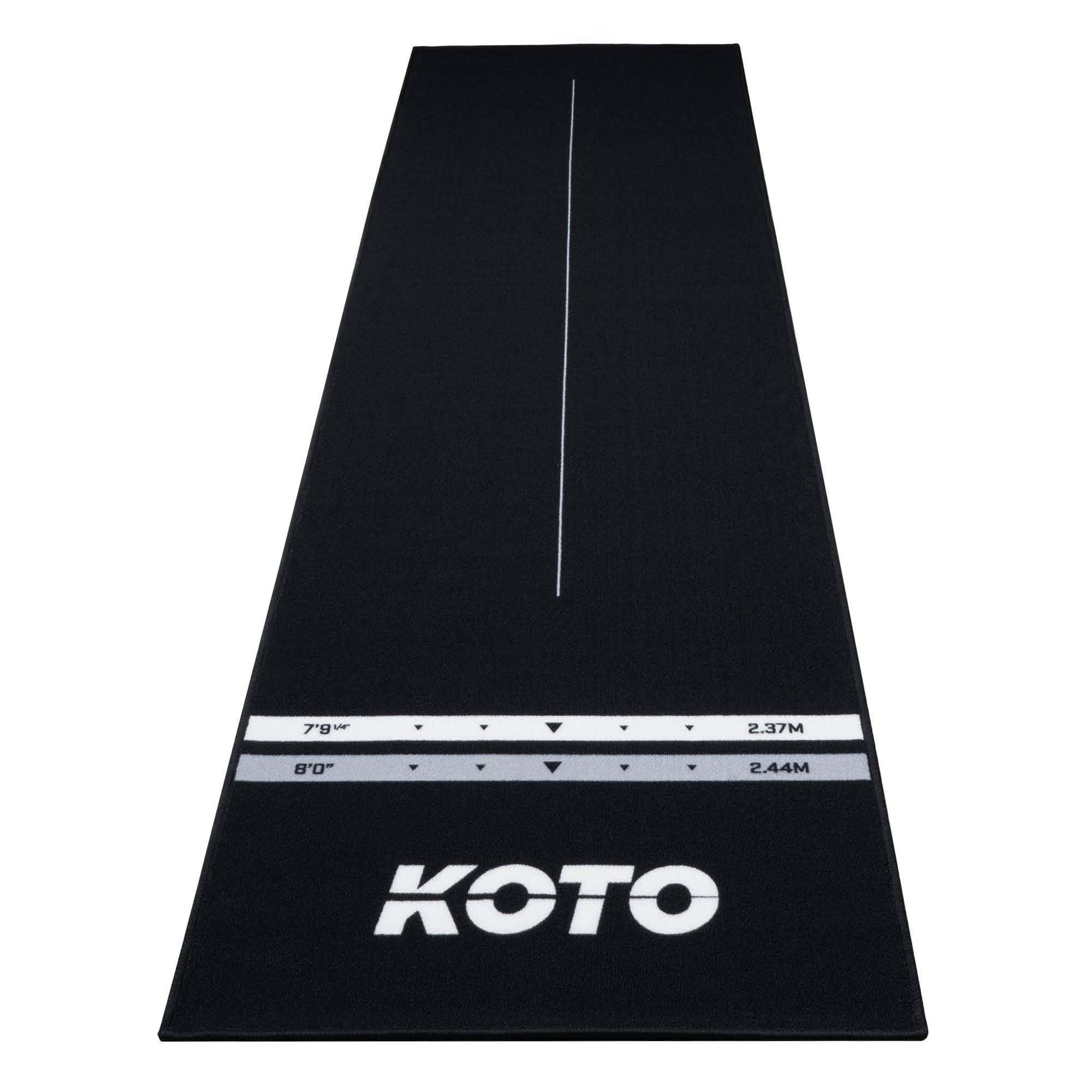KOTO - Black Carpet Darts Mat 285 x 80 cm, Rubber Dart Mat, 4 Throw Lines, Center Line, & Floor & Dart Protection Function