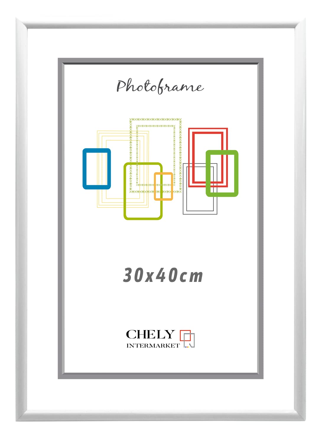 CHELY INTERMARKET Marco de fotos 30x40cm MOD 316 Blanco Cuadro de pared ideal para fotos y diplomas