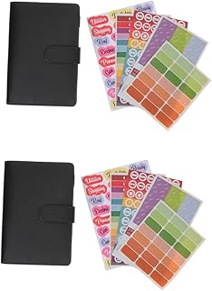NUOBESTY 2 Conjuntos De Planejador De Mão Livro De Couro Fichário De Bolso Caderno De Folhas Soltas Fichário De Orçamento Com Zíper Envelopes 6 Anéis Planejador De Orçamento