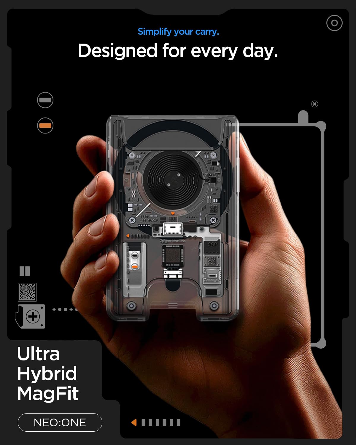 Spigen Ultra Hybrid MagFit Portafoglio MagSafe Wallet Magnetico Portacarte Compatibile con iPhone 17/16/15/14/13/12 Modelle, Accessori MagSafe - NeoOne