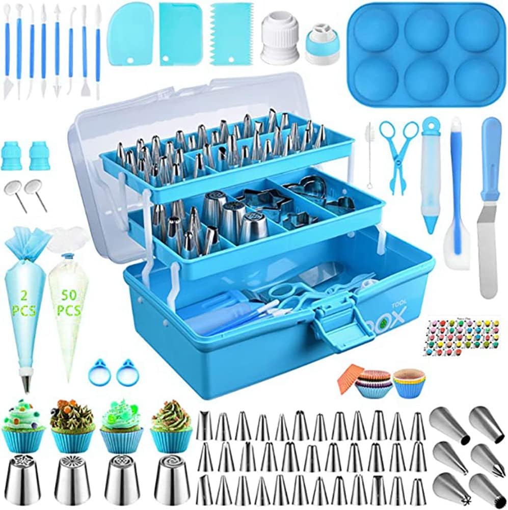 Complete Cake Decorating Tool Kit with 100 Baking Cups, Piping Bags, and Accessories for Cake, Cupcake, and Cookie Decoration
