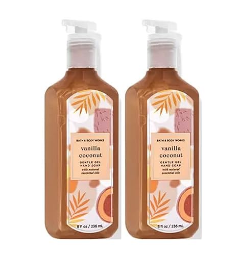 Bath & Body Works Jabón de manos en gel de limpieza profunda, paquete de 2 unidades de 8 onzas (vainilla y coco)