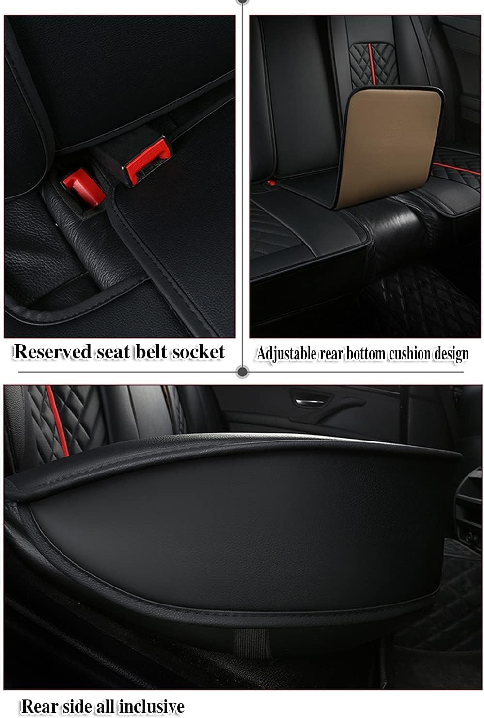 Leather Car Seat Covers,Breathable and Waterproof Faux Leather Automotive Seat Covers for Cars SUV Pick-up Truck Sedan,Universal Anti-Slip r Seat Cover with Backrest,A