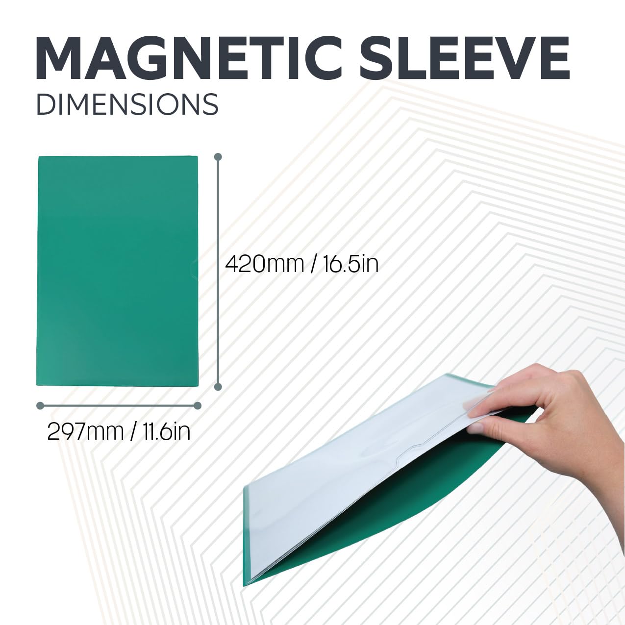 A3 Magnetic Pouch Trae Organización Y Eficiencia Al Lugar de Trabajo, Oficina, Aula, Sala de Reuniones, Sala de Espera O Sala de Juegos - Verde - Paquete de 10