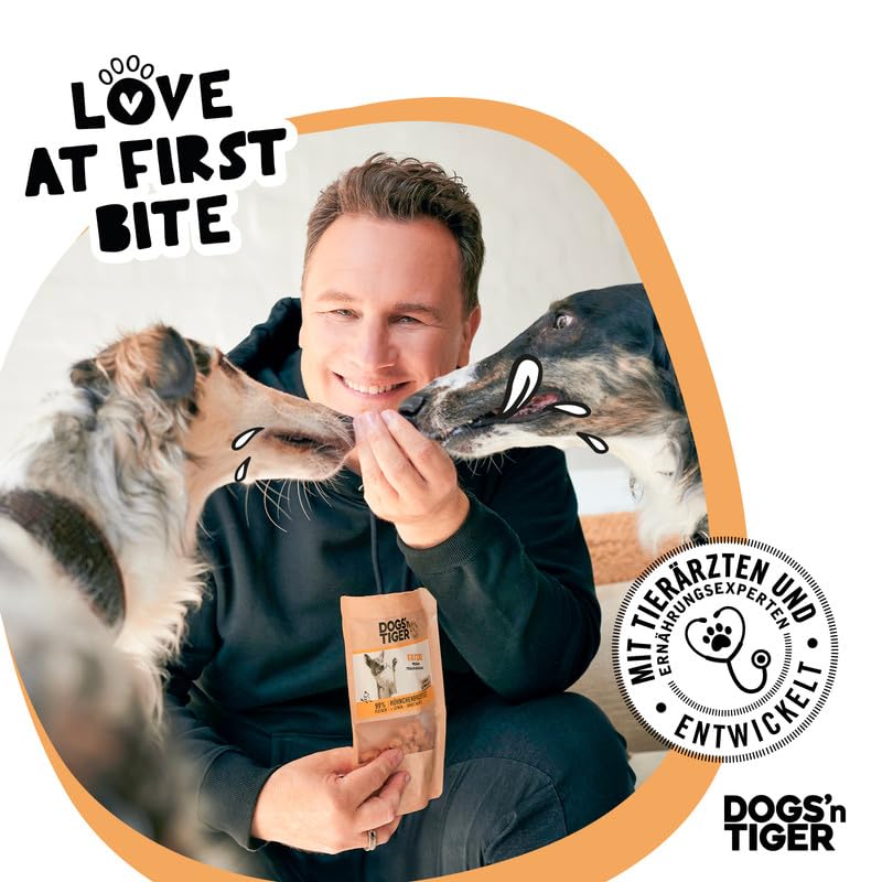 Dogs'n Tiger Adult Hundesnacks, Fatzke Trainingsleckerli aus 99% Fleisch – artgerechte Hundeleckerlis ohne Zucker, künstliche Aromen – gut verträglich (gefriergetrocknetes Entenbrustfilet, 5 x 80g