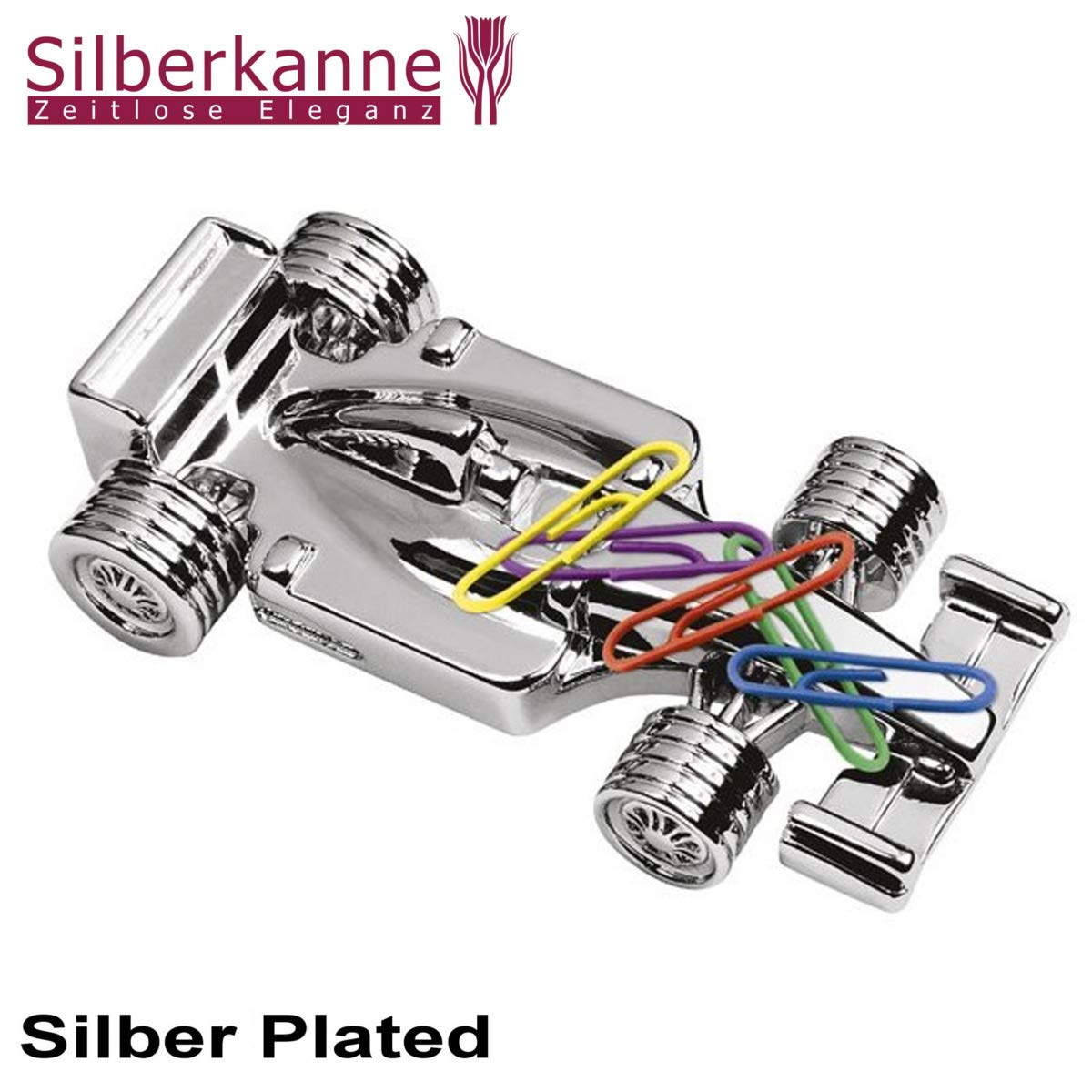 Briefbeschwerer Büroklammerhalter Auto magnetisch 6,5x3x1,5 cm Premium Silber Plated edel versilbert. Fertig zum verschenken mit schicker Geschenkverpackung