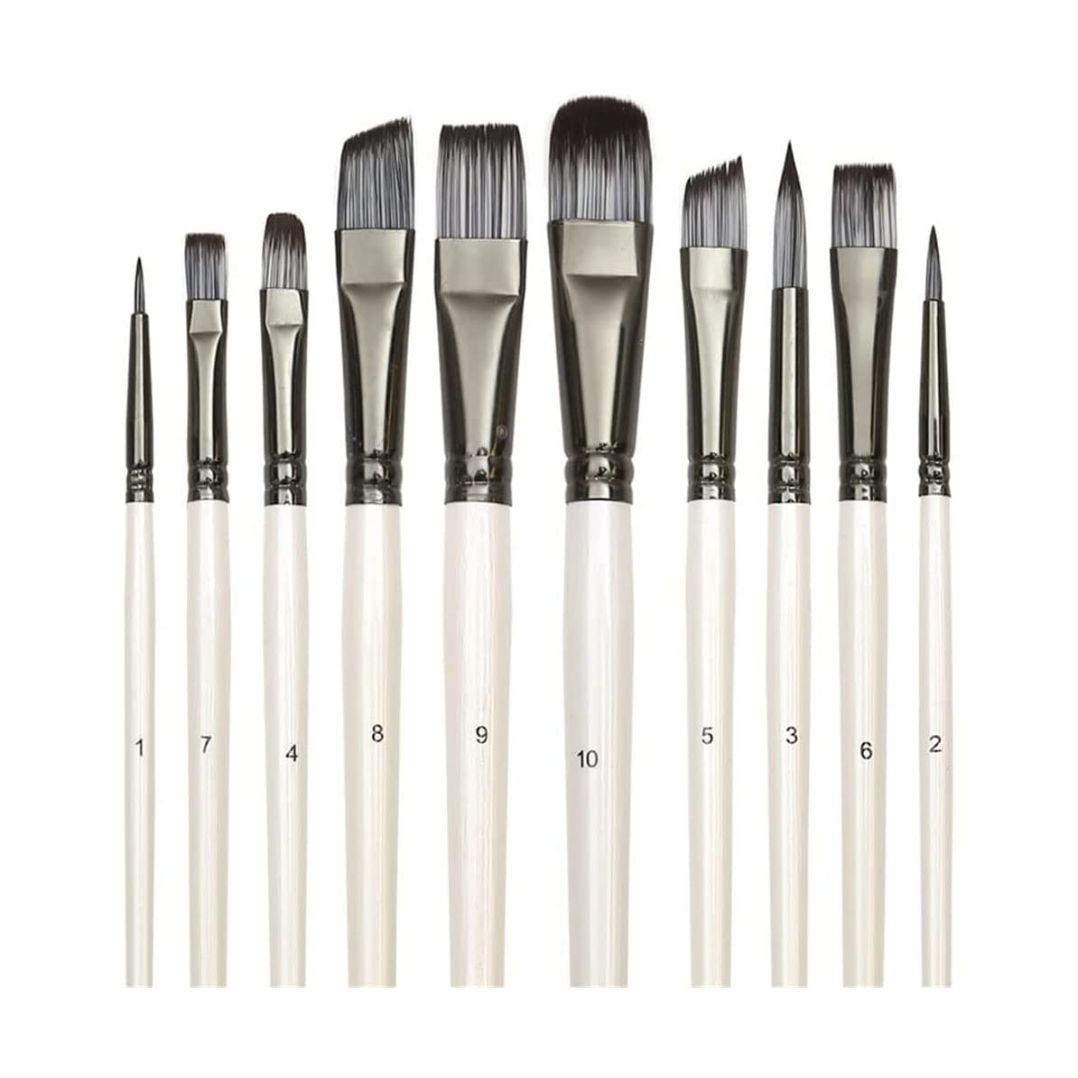 Ensemble de pinceaux à Peinture, Brosse à Cheveux en Nylon for Peinture Acrylique, Huile, Aquarelle, Bricolage, Enfant étudiant Artistique, 10 pièces