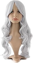 MapofBeauty 60cm/ 24 Inch Long Curly Seorite Curl Wigs (Silver Grey)