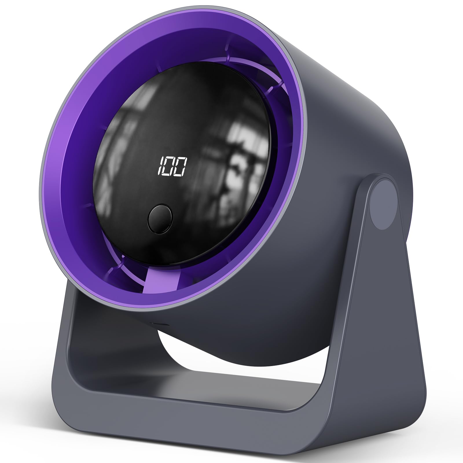 Ventilateur de Bureau,Petit Ventilateur Bureau Silencieux à 5 Vitesses,Rotation 360° Écran LED,Minuterie 3/6/9 h,Ventilateur de Table,2000 mAh Ventilateur USB Rechargeable pour Chambre,Bureau,Camping