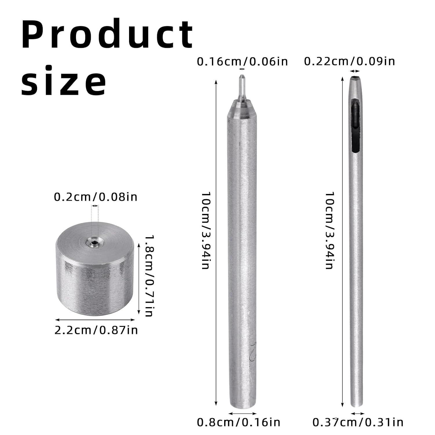 2mm/0.08in Eyelet Punch Tool Kit with Base & Ram, Stainless Steel Eyelet Hole Punch Die & Fastener Installation Tool Grommet Setter for Leather Clothing Handbag Fabric Curtain DIY Projects