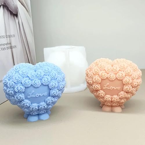 Miniatura 10 de Molde de silicona para jabón de 3 cavidades con forma de corazón de rosa para decoración de pasteles, chocolate, vela, bomba de baño, barra de loción