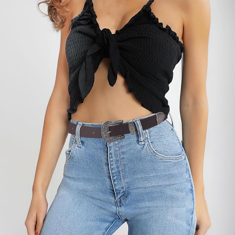 Ssumday Women's Western Leather Belt，Adjustable Soft Leather Fashion Belt for Jeans & Dresses4