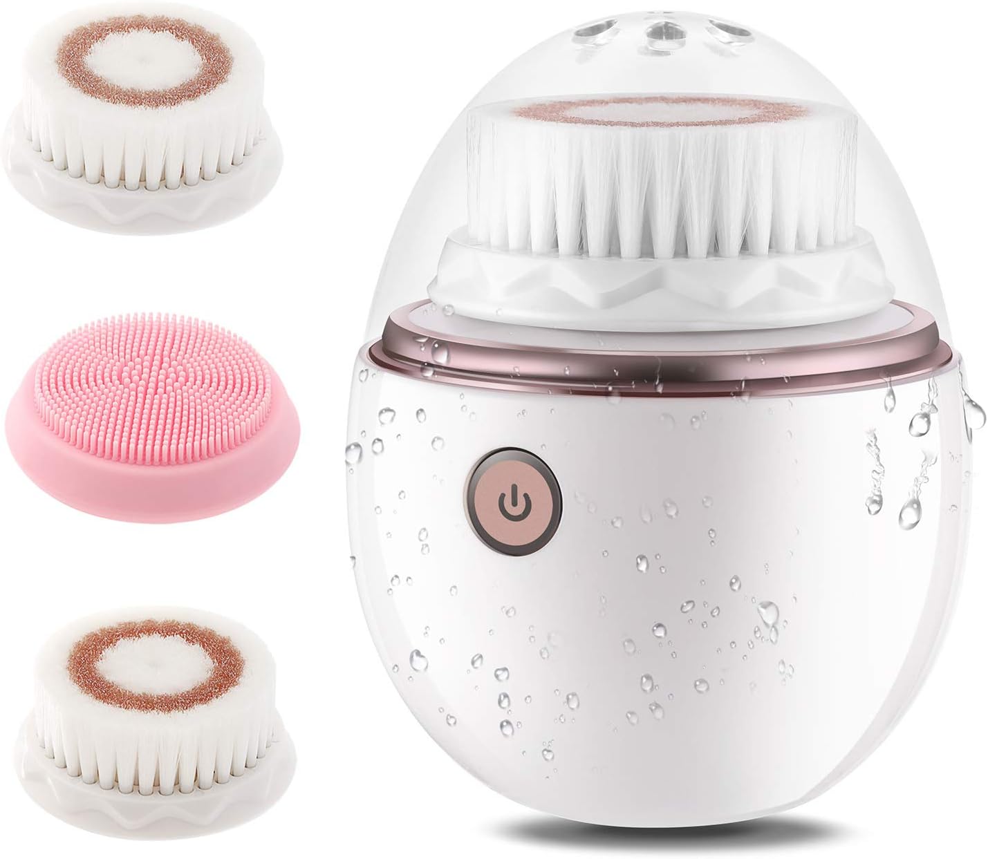Face Brush Cleansing Deluxe - Electric Face Brush, Rechargeable Facial Cleansing Brush, Wireless Sonic Face Brush Exfoliation Set with Wireless Charging Dock & Travel Bag & Silicone Brush Head