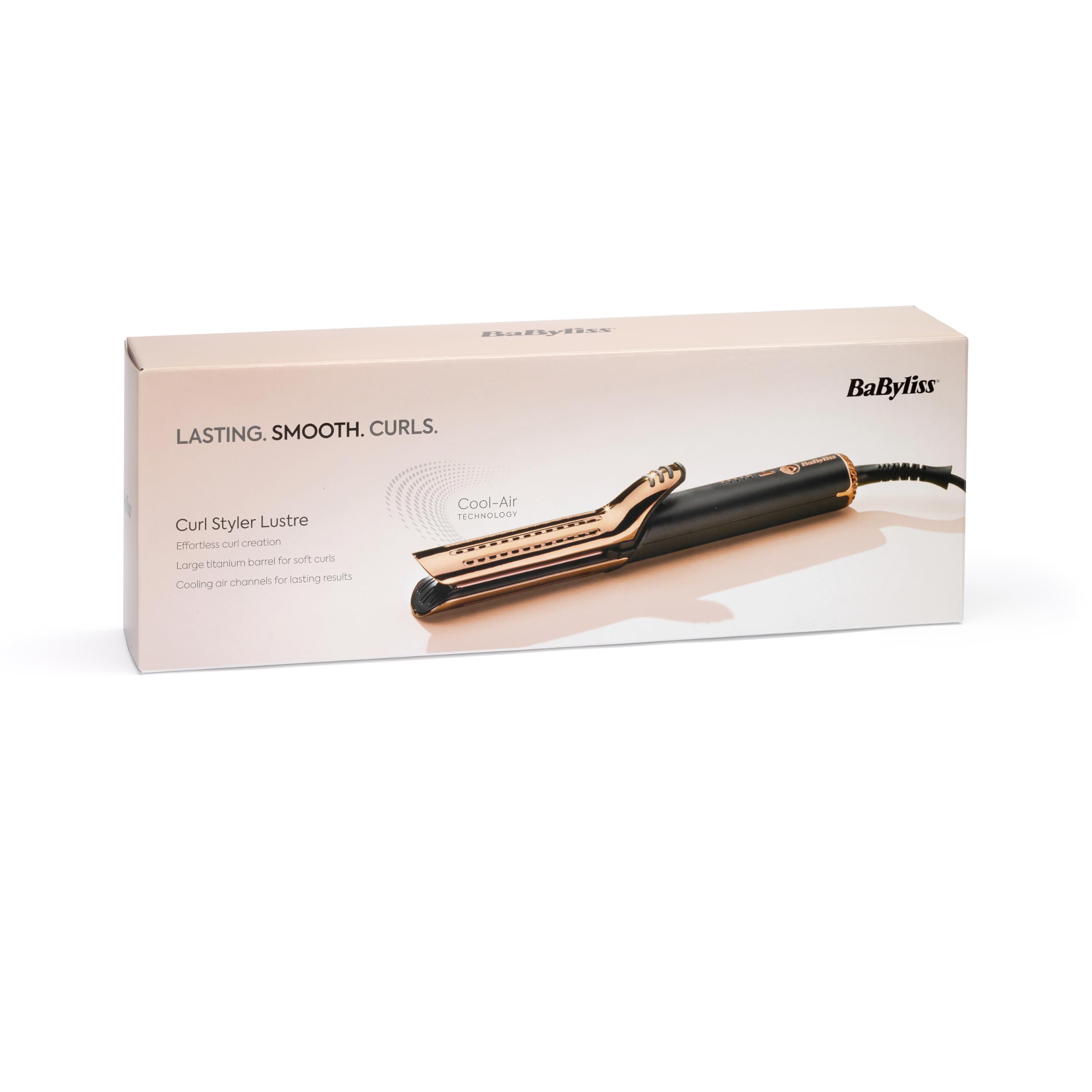 BaByliss C115E Curl Styler Lustre, 2 en 1, Alisa y ondula, Titanio y cerámica, Barril de 38 mm, Calentamiento rápido