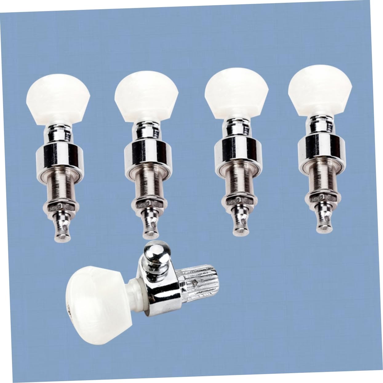 Juego 5 Clavijas de Afinación de Banjo Acústico Selladas con Bloqueo, Botones de Plástico Vintage y Bujes Roscados para Instalación Fácil, Accesorios para Banjo Profesional