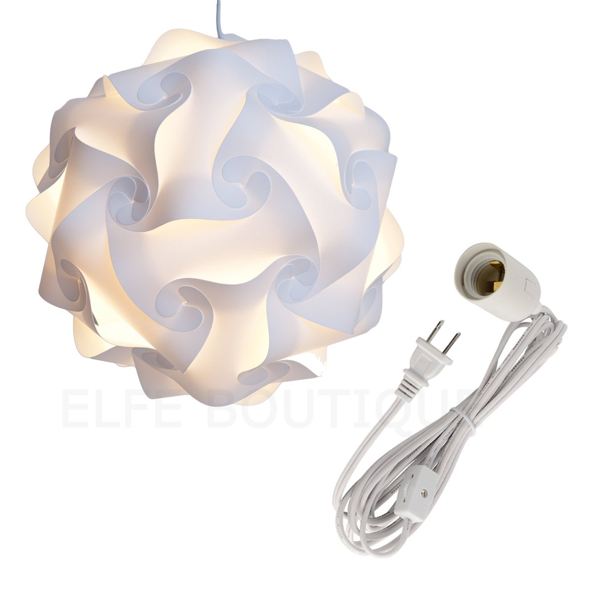 Puzzle Lights with Cord, Home Decoration Assembly Jigsaw Puzzle Lamp Shade Kit with 12' Hanging Lantern Cord with On/Off Switch, M Size (White)