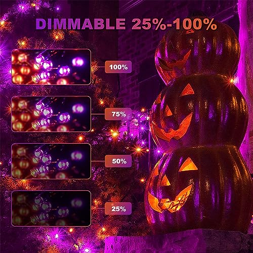 Chuya Halloween Lights Outdoor Indoor,Orange Purple Lights 300 LED 105FT - image 6