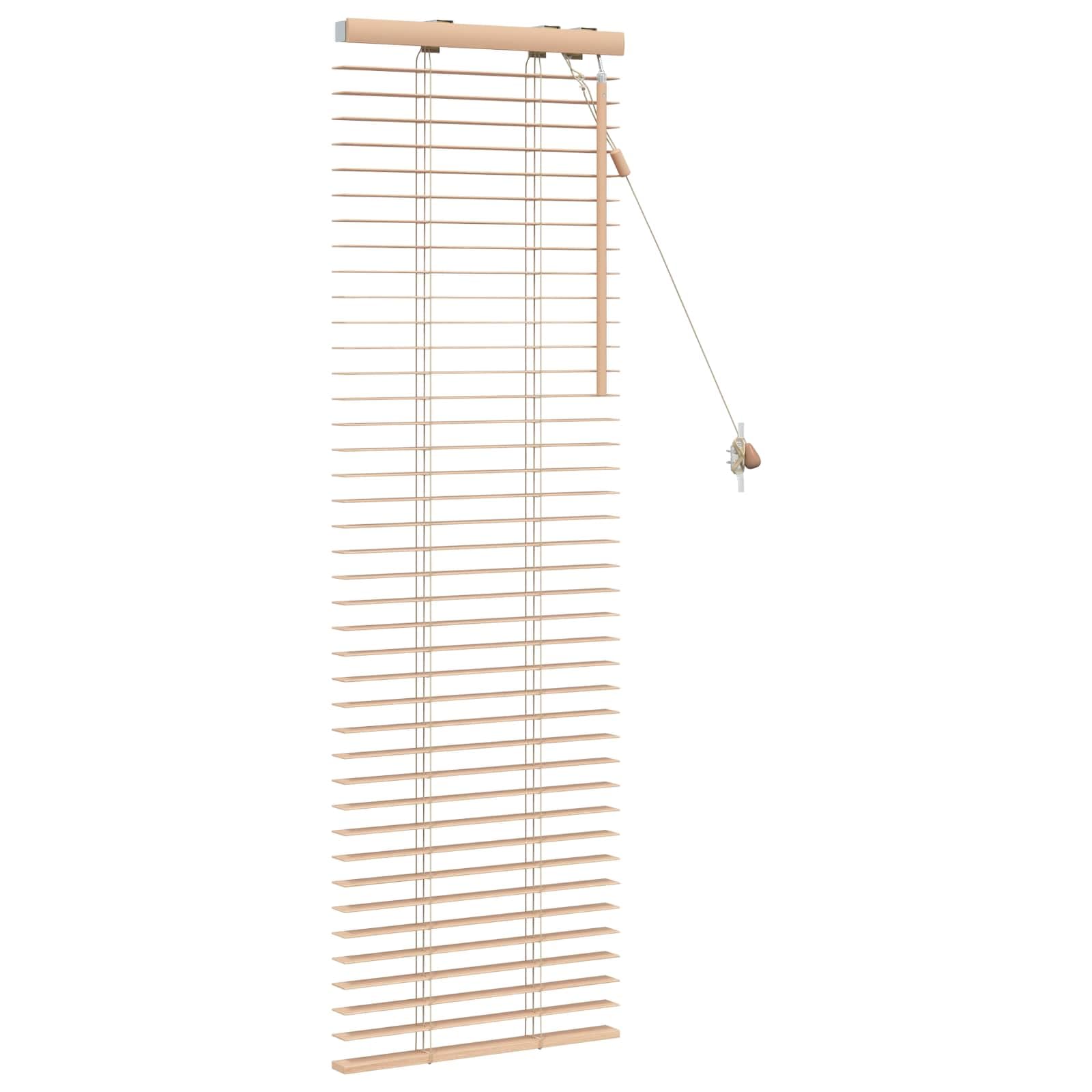 Jalousie Eichenoptik 50 x 130 cm aus massivem Paulownia Holz 35 mm Lamellen, mit Sichtschutz und Verdunkelung für innen, mit Montageset und Sicherheitsclips