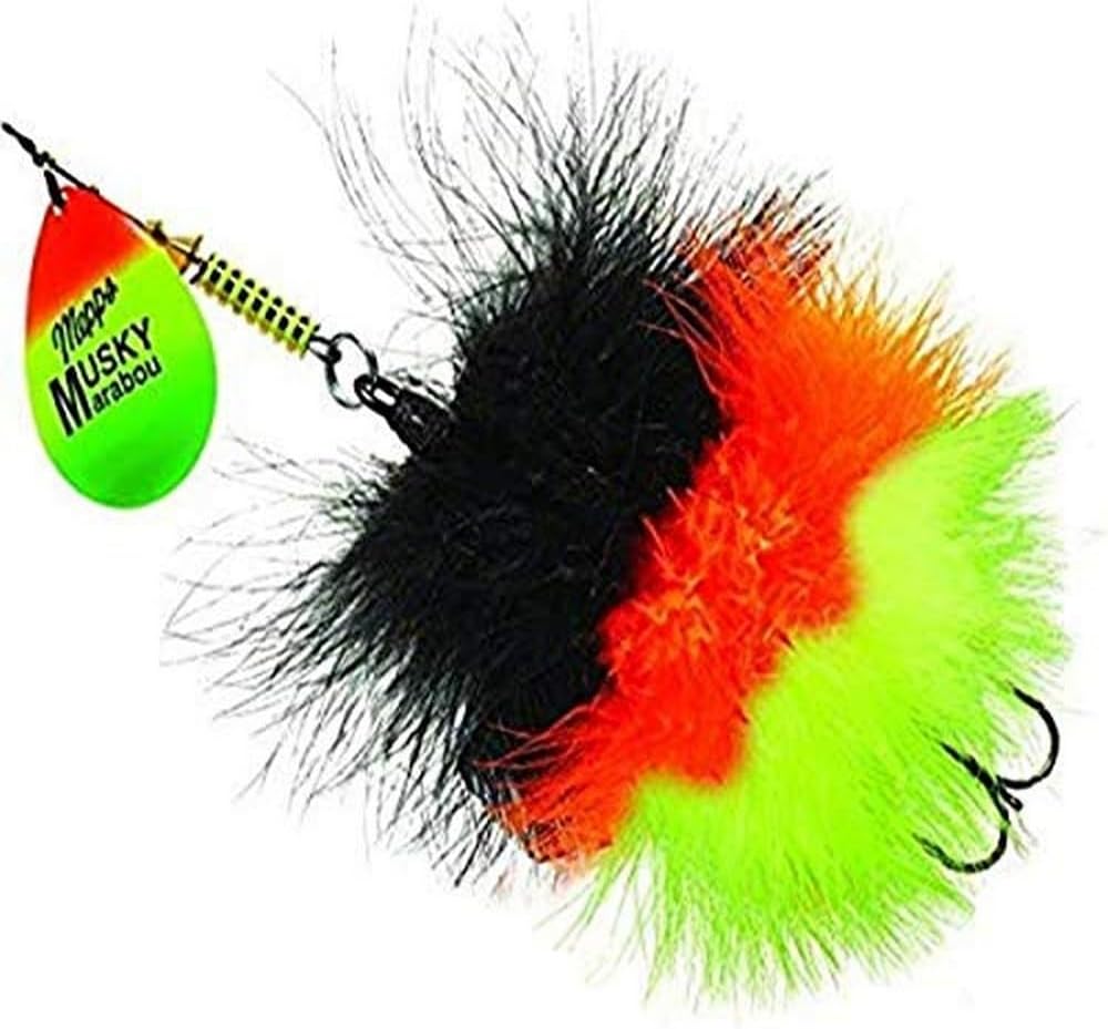 Mepp's Musky Marabou, hot firetiger-Black,or,Chart