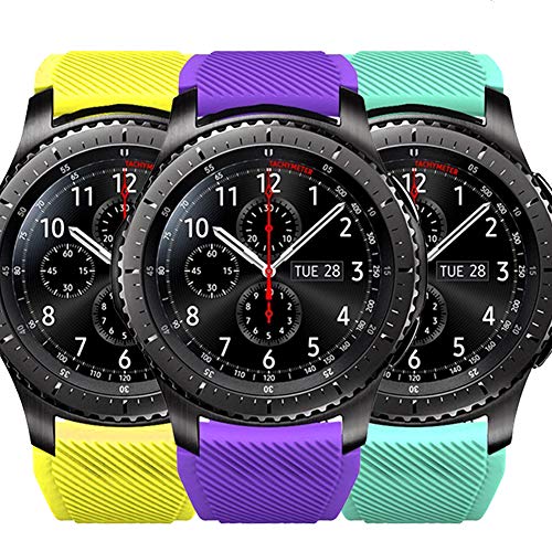 FunBand 22mm Bracelet Compatible avec Galaxy Watch 3 45mm, Bande de Remplacement en Silicone Souple Sport Strap pour Gear S3 Frontier/S3 Classic/Galaxy Watch 46mm/Huawei Watch GT2 Pro Smart Watch