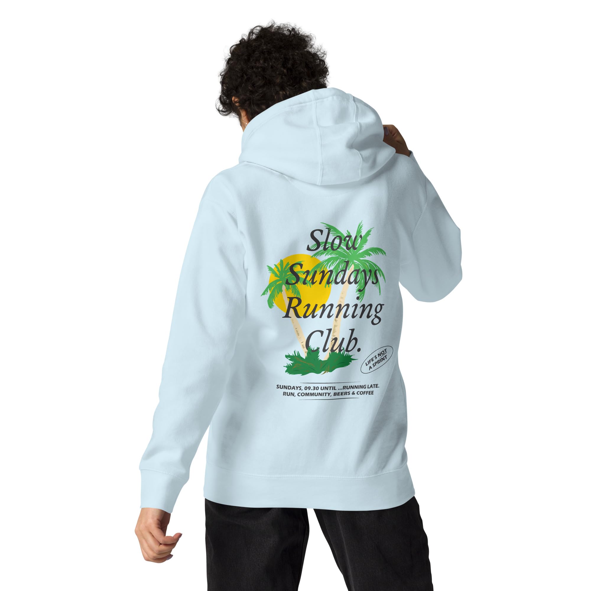 Palm Tree Slow Sundays Running Club Cotton Blend Hoodie