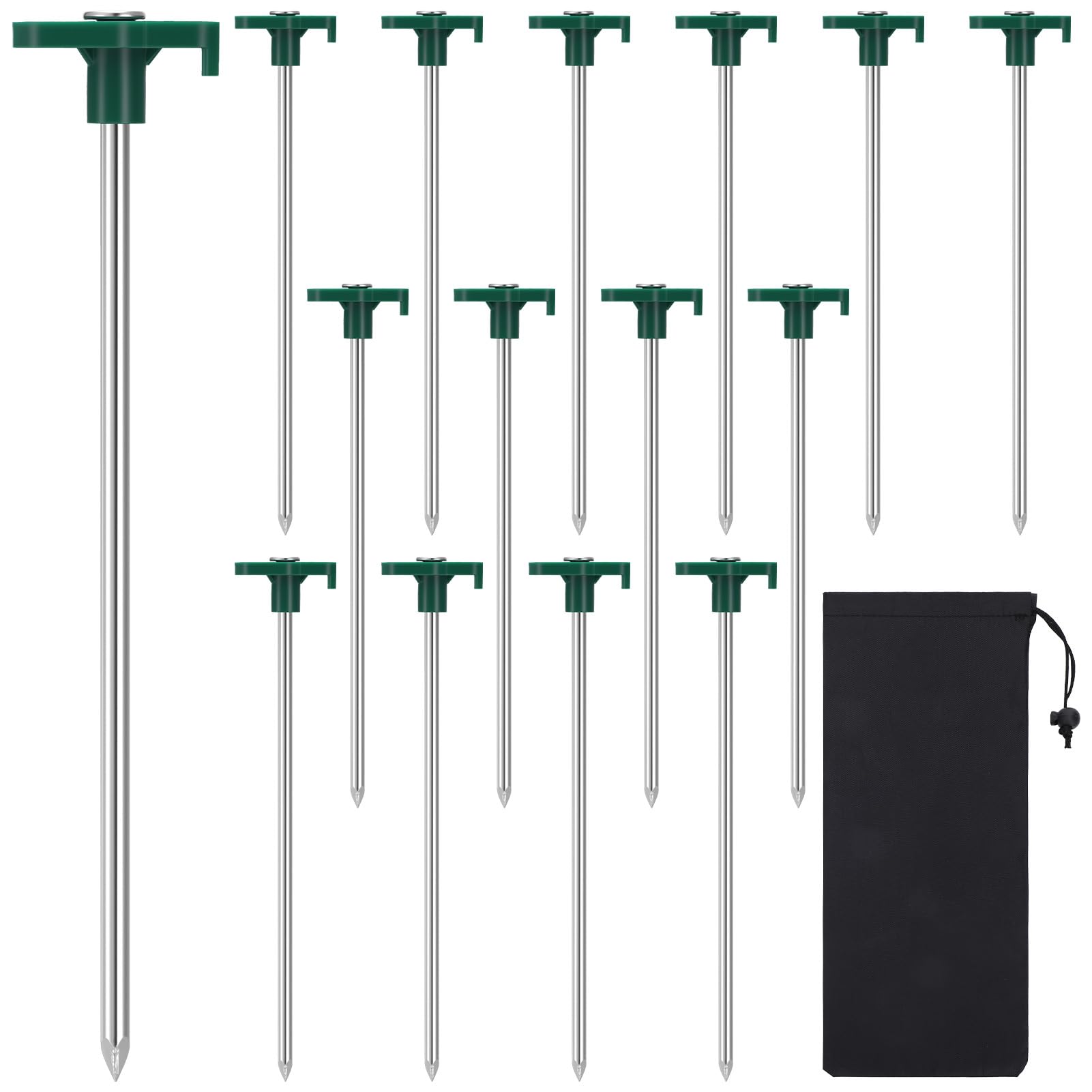15 Pack Tent Pegs Metal Heavy Duty,Galvanized Steel Hard Ground Camping Pegs for Tents,Tarpaulin Awnings,Rock Ground