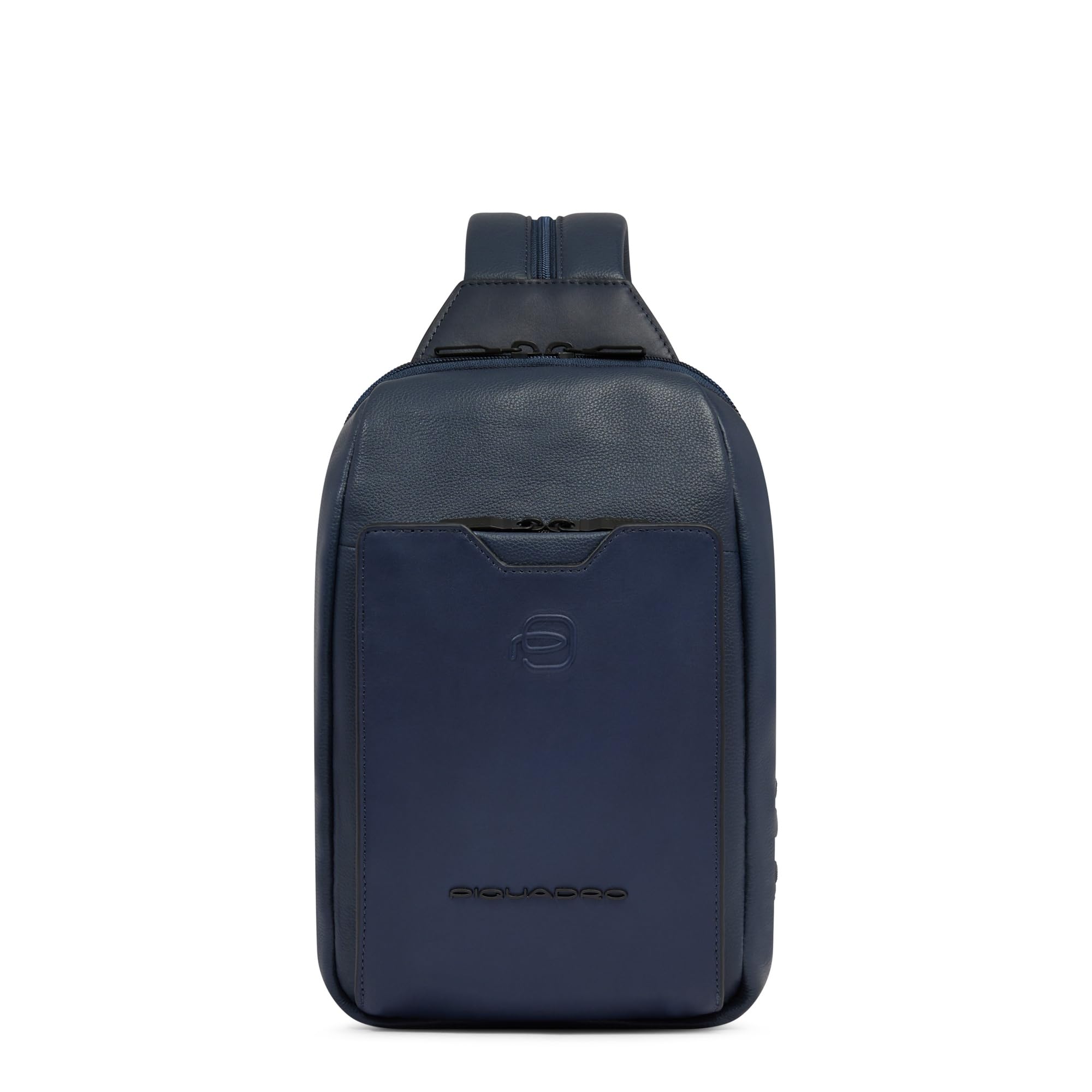 Piquadro – Mochila de un solo hombro para hombre – Compartimento compatible con iPadmini®, protección RFID, cuero fino – color azul